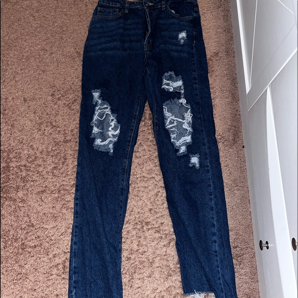 Dark Blue Shein Mom Jeans